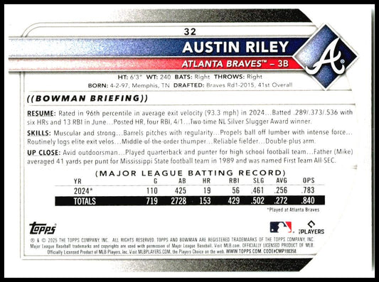 2025 Bowman #32 Austin Riley Atlanta Braves