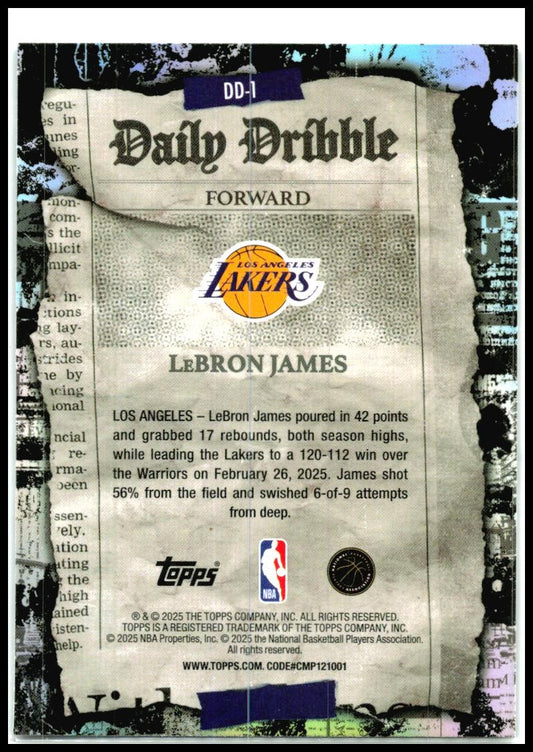 2025-26 Topps The Daily Dribble #DD-1 LeBron James Los Angeles Lakers