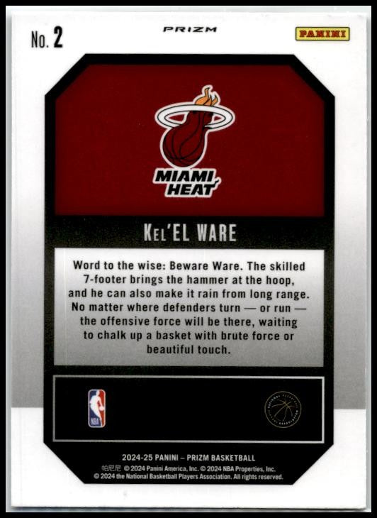 2024-25 Panini Prizm Emergent Prizms Silver #2 Kel'el Ware Miami Heat