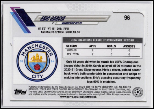 2020-21 Topps Chrome UEFA Champions League #96 Eric Garcia