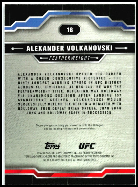 2025 Topps Chrome UFC Negative Refractor #18 Alexander Volkanovski