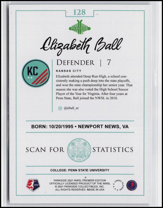 2021 Parkside NWSL Premier Edition #128 Elizabeth Ball