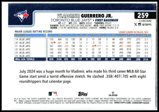 2025 Topps Prism #163 Vladimir Guerrero Jr. Toronto Blue Jays