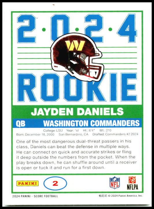 2024 Score 35th Anniversary Rookies Red #2 Jayden Daniels Washington Commanders