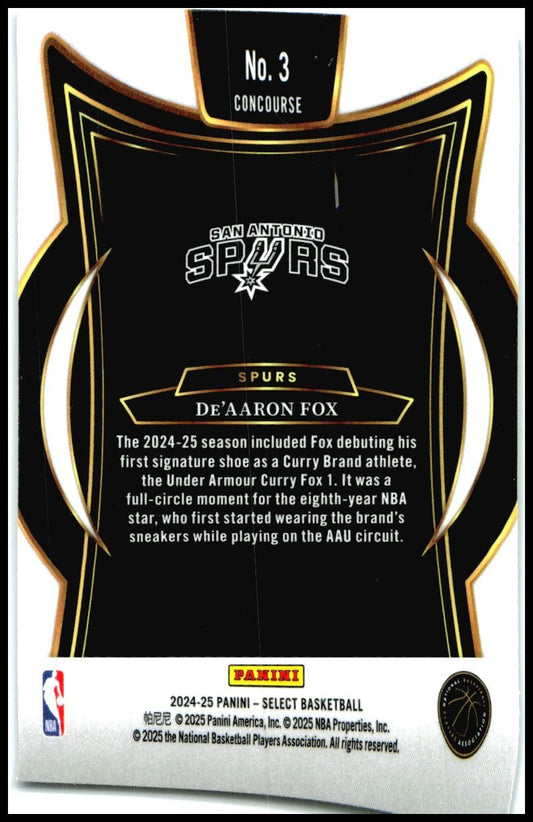 2024-25 Panini Select Blue #3 De'Aaron Fox San Antonio Spurs