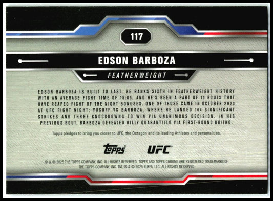 2025 Topps Chrome UFC Negative Refractor #117 Edson Barboza