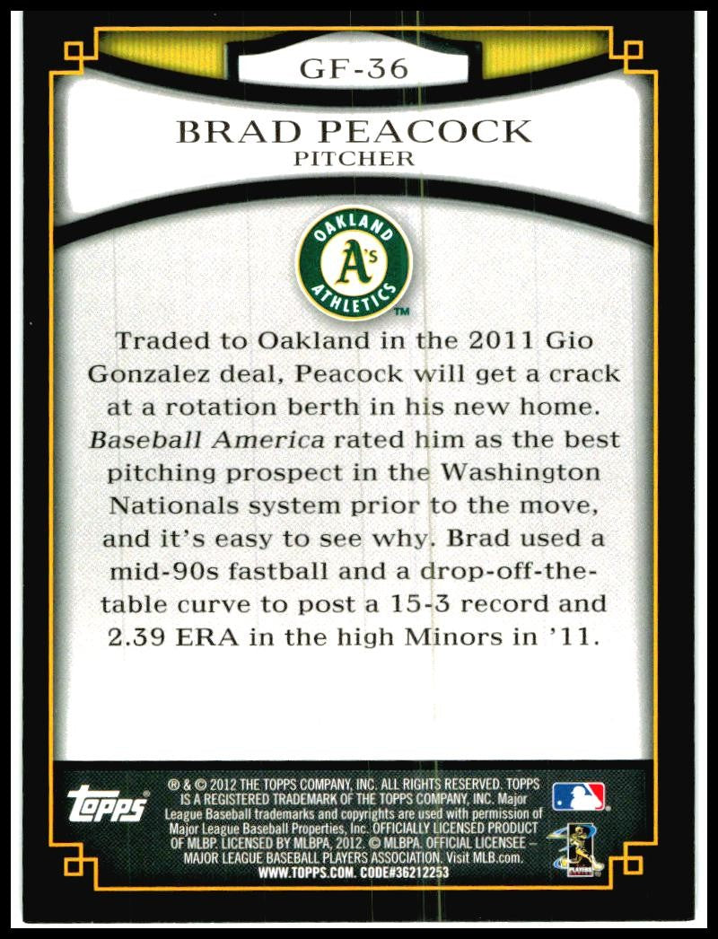 2012 Topps Gold Futures #GF-36 Brad Peacock Oakland Athletics