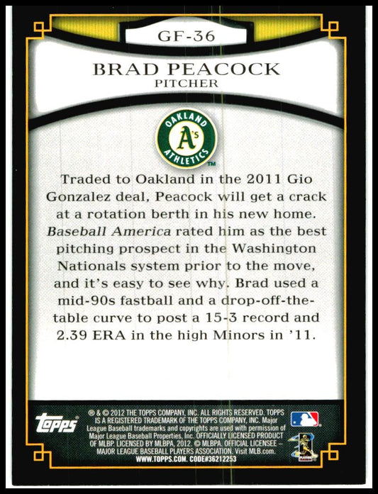 2012 Topps Gold Futures #GF-36 Brad Peacock Oakland Athletics