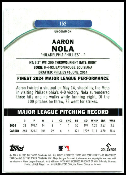 2025 Topps Finest #152 Aaron Nola
