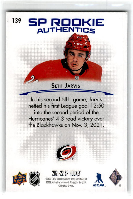 2021 SP #139 Seth Jarvis Rookie Carolina Hurricanes