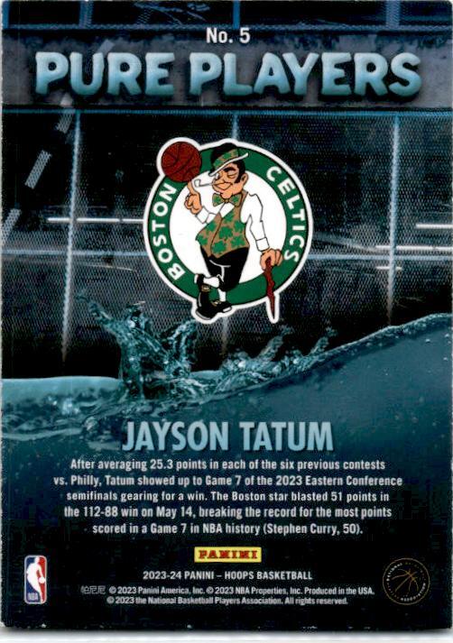 2023-24 Hoops Pure Players #5 Jayson Tatum Boston Celtics