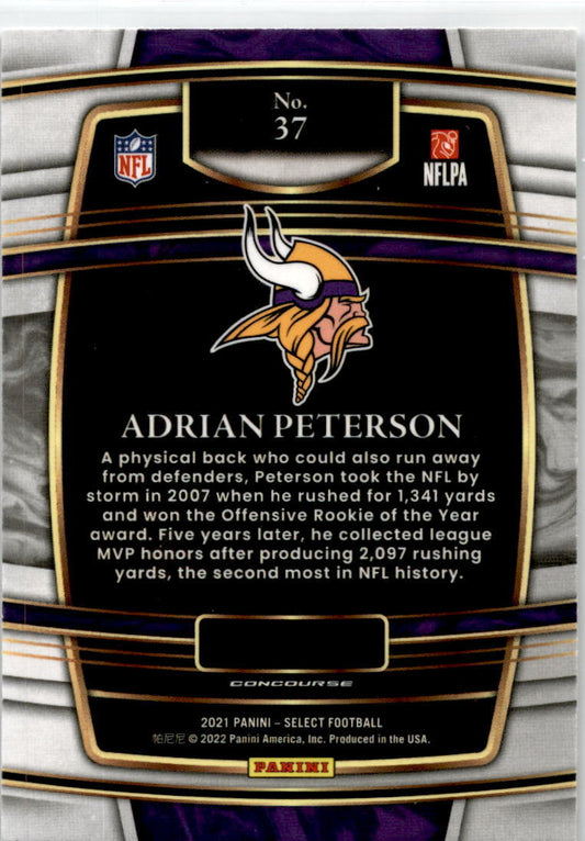2021 Panini Select #37 Adrian Peterson Minnesota Vikings