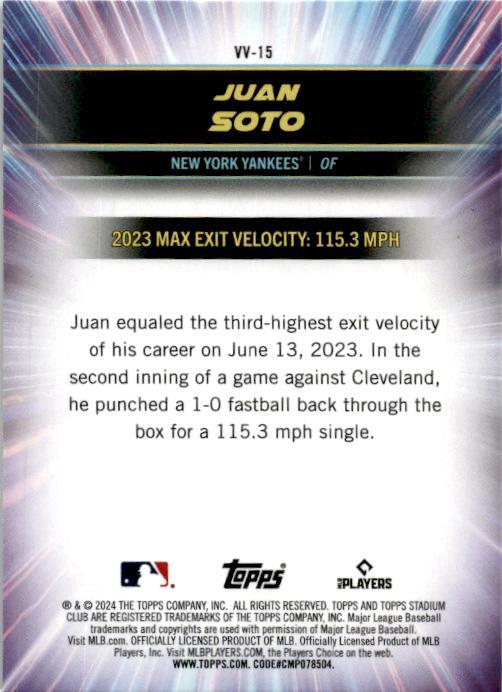 2024 Stadium Club Virtuosos of Velocity #VV-15 Juan Soto New York Yankees