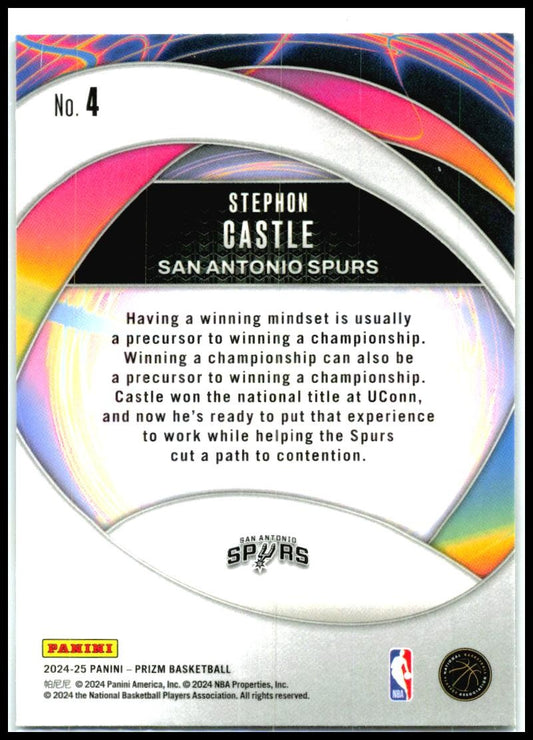2024-25 Panini Prizm Instant Impact #4 Stephon Castle San Antonio Spurs