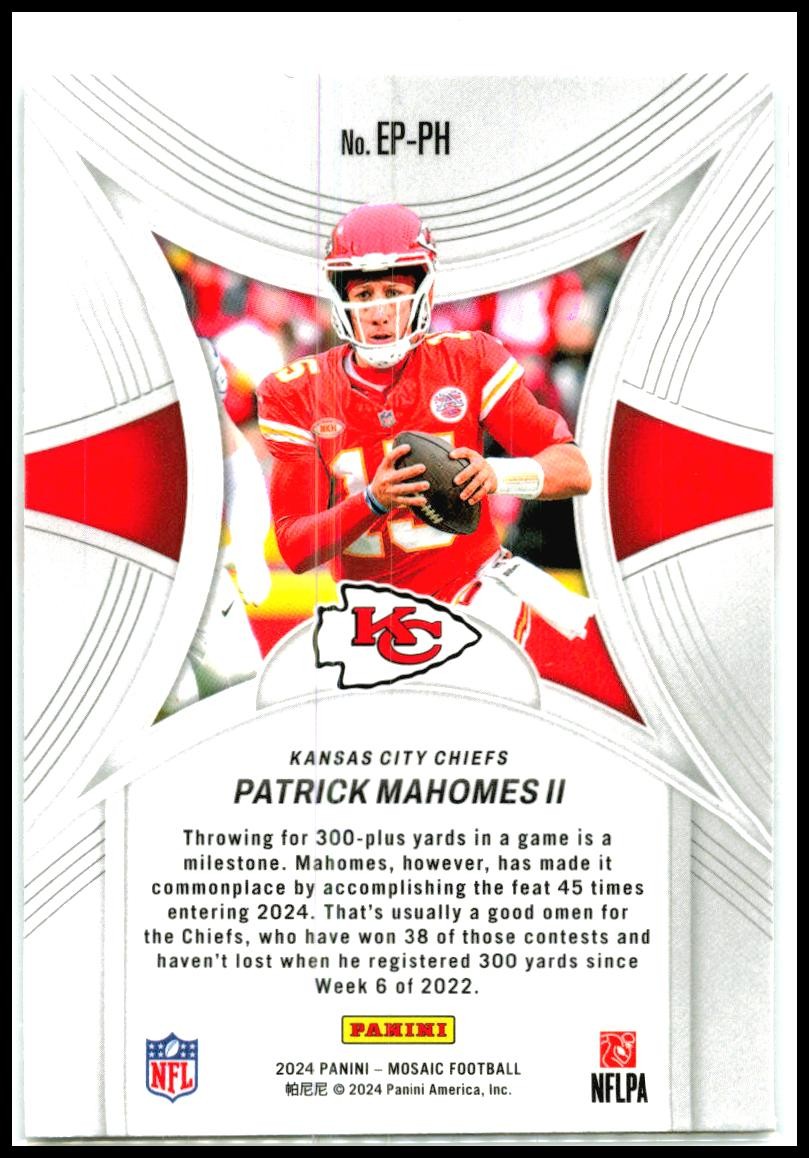 2024 Panini Mosaic Epic Performers #EP-PH Patrick Mahomes II Kansas City Chiefs