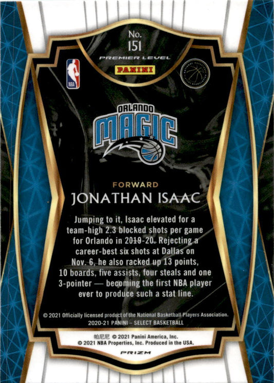 2020-21 Panini Select Green White Purple #151 Jonathan Isaac Orlando Magic