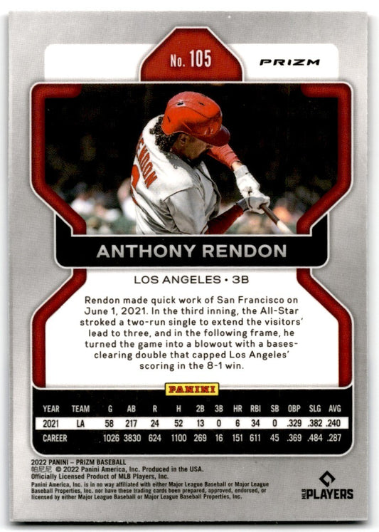 2022 Panini Prizm Red/White/Blue Anthony Rendon Los Angeles Angels #105