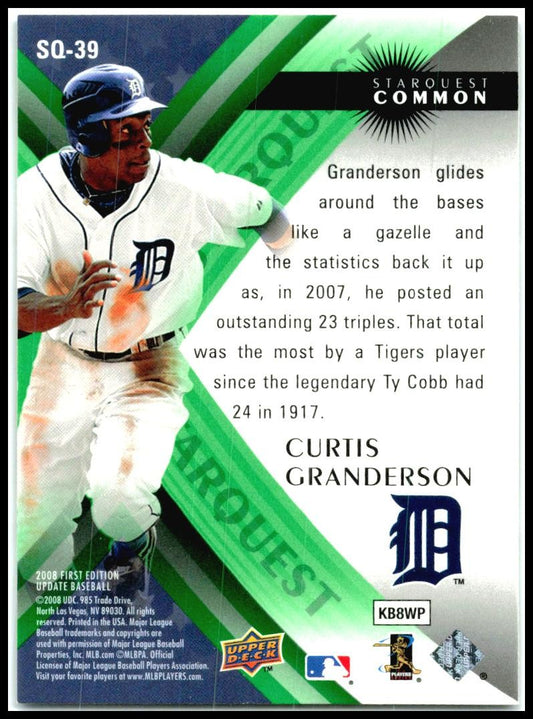 2008 Upper Deck StarQuest Common Green #SQ-39 Curtis Granderson Detroit Tigers