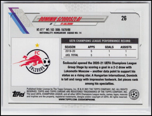 2020-21 Topps Chrome UEFA Champions League #26 Dominik Szoboszlai