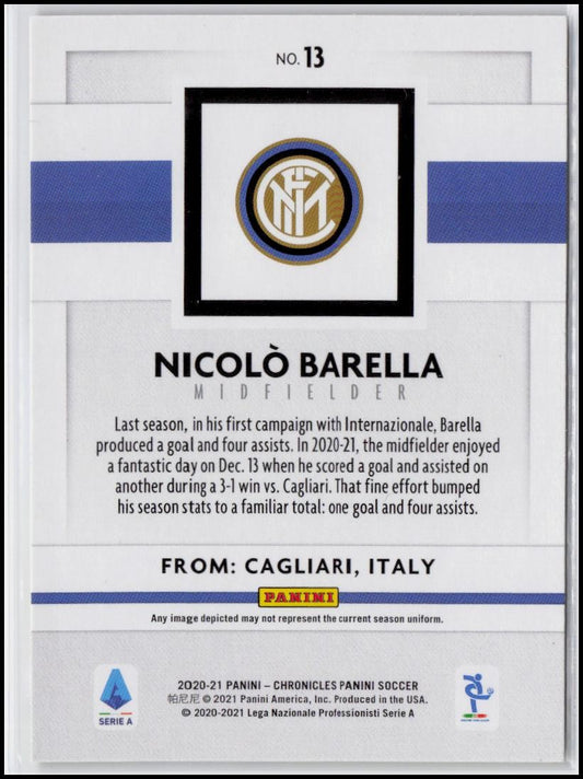 2020-21 Panini Chronicles - Panini Serie A #13 Nicolo Barella