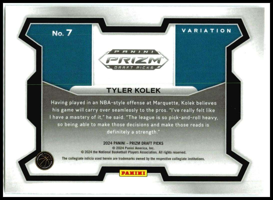 2024 Panini Prizm Draft Picks #7b Tyler Kolek Knicks