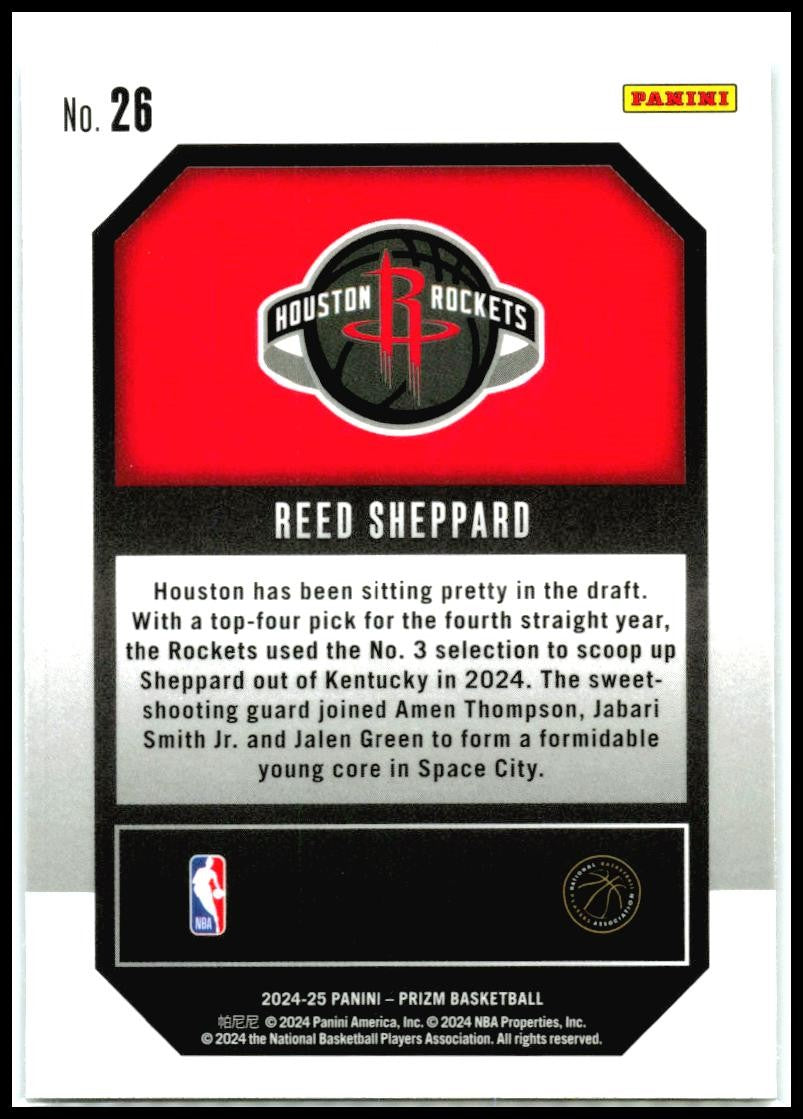 2024-25 Panini Prizm Emergent #26 Reed Sheppard Houston Rockets