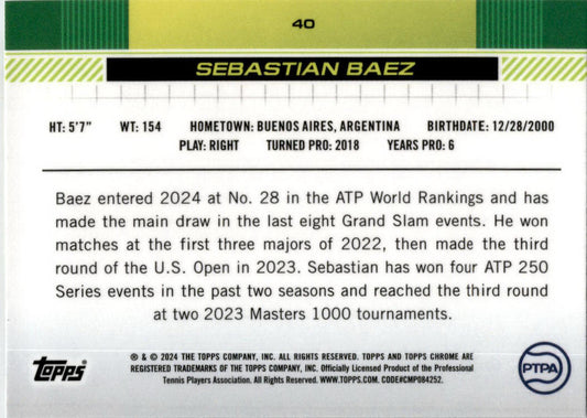 2024 Topps Chrome Tennis #40 Sebastian Baez