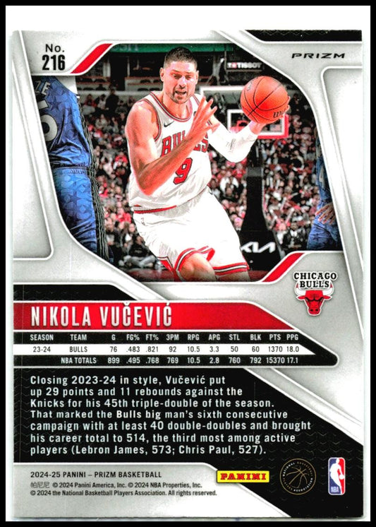 2024-25 Panini Prizm Prizms Silver #216 Nikola Vucevic Chicago Bulls