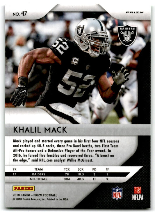 2018 Panini Prizm Neon Green Pulsar Khalil Mack Oakland Raiders #47