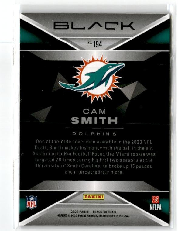 2023 Panini Black #194 Cam Smith Rookie Miami Dolphins