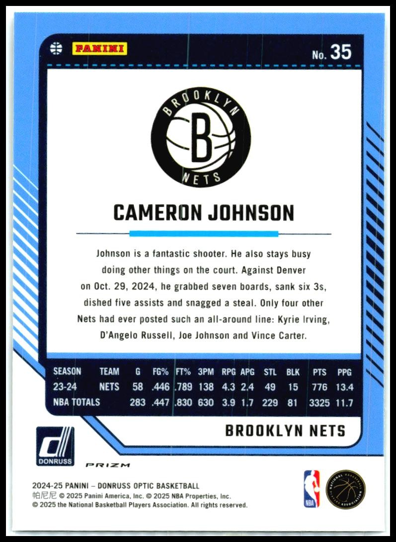 2024-25 Donruss Optic Holo #35 Cameron Johnson Brooklyn Nets