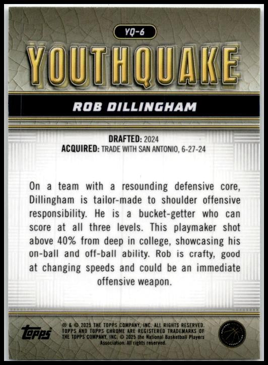 2024-25 Topps Chrome Youhquake #YQ-6 Rob Dillingham