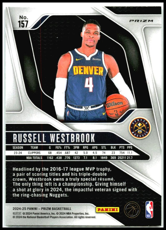2024-25 Panini Prizm Green #157 Russell Westbrook Denver Nuggets