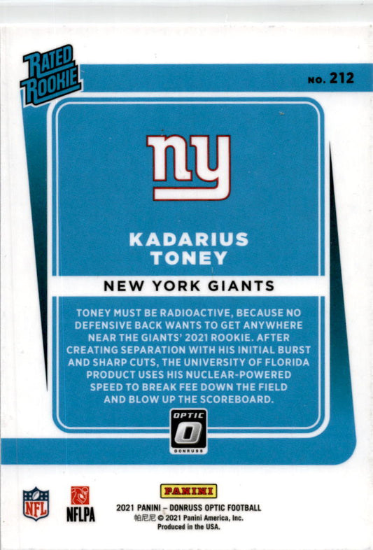 2021 Donruss Optic #212 Kadarius Toney Rookie New York Giants