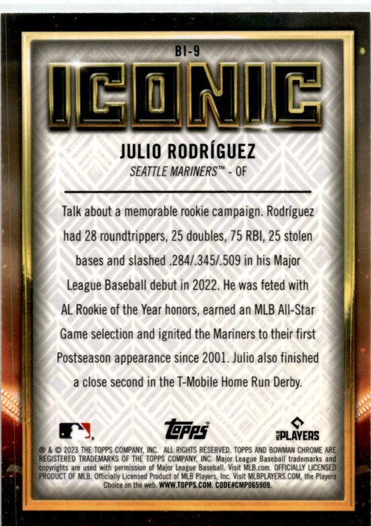 2023 Bowman Chrome Iconic #BI-9 Julio Rodríguez Seattle Mariners