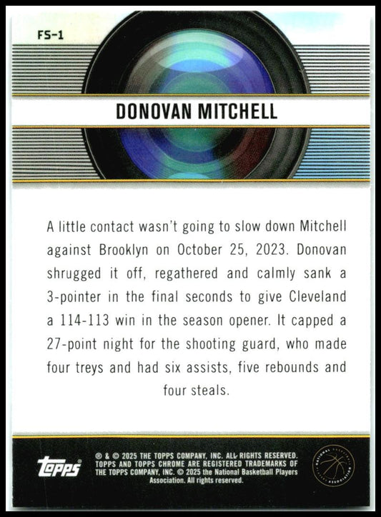 2024-25 Topps Chrome Film Study #FS-1 Donovan Mitchell Cleveland Cavaliers