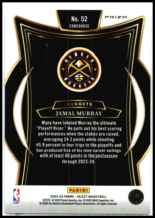 2024-25 Panini Select Silver Prizm #52 Jamal Murray Denver Nuggets