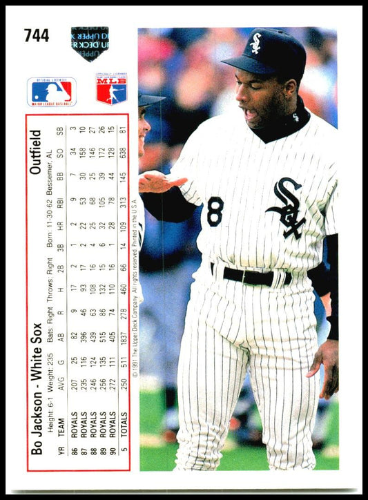 1991 Upper Deck #744 Bo Jackson Chicago White Sox