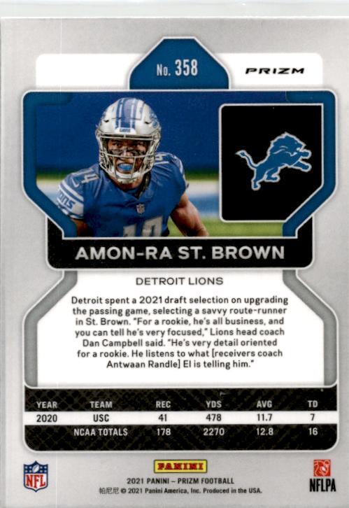 2021 Panini Prizm Green #358 Amon-Ra St. Brown Rookie Detroit Lions
