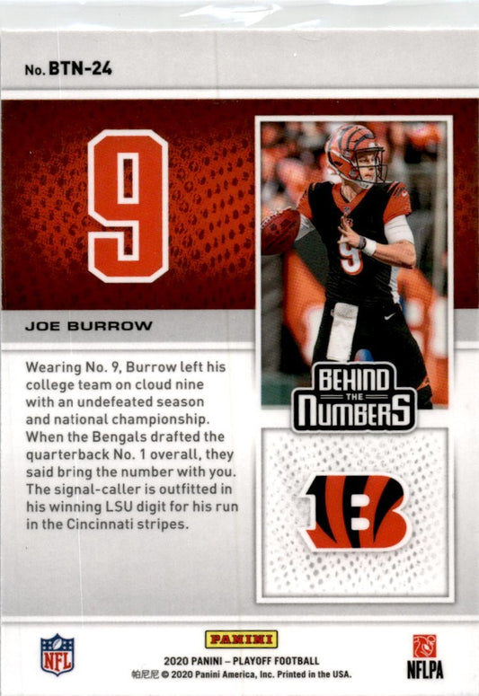 2020 Panini Playoff Behind the Numbers #BTN-24 Joe Burrow Cincinnati Bengals