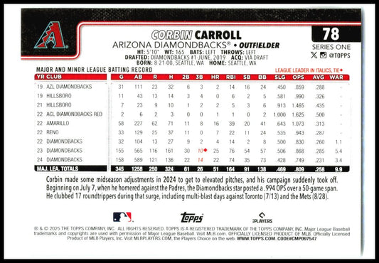 2025 Topps #78 Corbin Carroll Arizona Diamondbacks