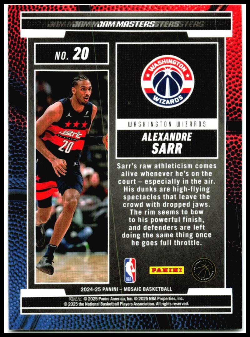 2024-25 Panini Mosaic Jam Masters #20 Alexandre Sarr Washington Wizards
