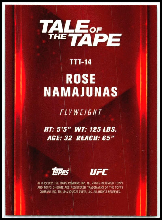 2025 Topps Chrome UFC Tale of the Tape #TTT-14 Rose Namajunas