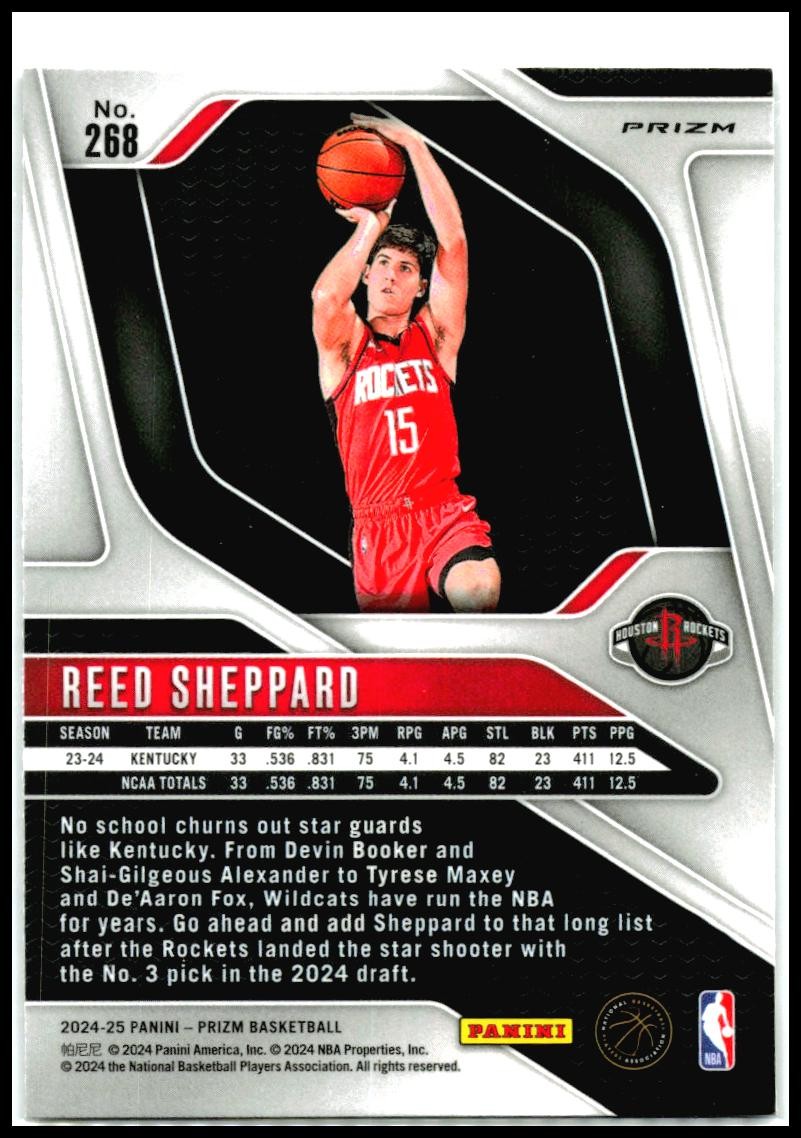 2024-25 Panini Prizm Prizms Ice #268 Reed Sheppard Houston Rockets