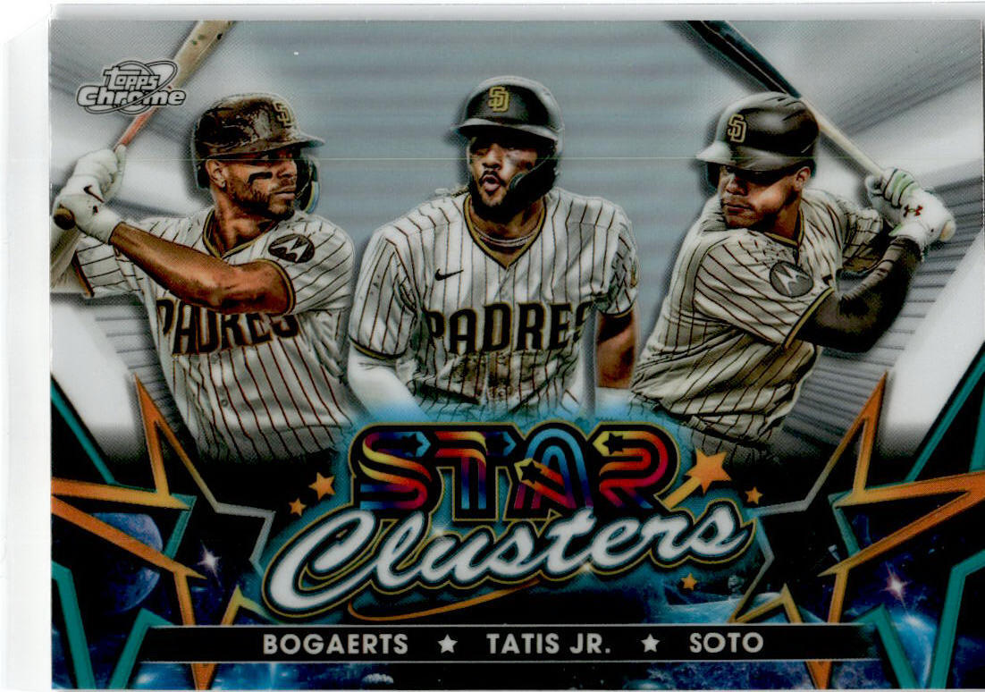 2023 Topps Chrome Cosmic Star Clusters #SC-7 Bogaerts / Tatis JR / Soto Padres