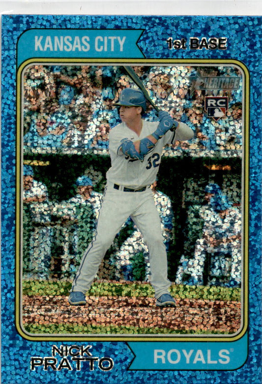 2023 Topps Heritage Chrome Blue Sparkle Refractor #94 Nick Pratto Royals