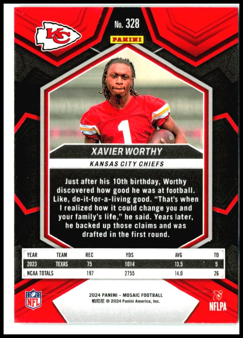 2024 Panini Mosaic #328 Xavier Worthy Rookie Kansas City Chiefs