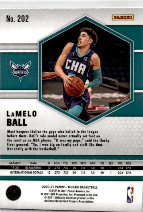 2020-21 Panini Mosaic #202 LaMelo Ball Rookie Charlotte Hornets