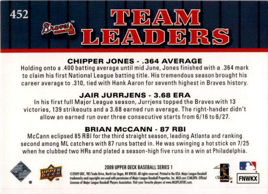 2009 Upper Deck #452 Chipper Jones / Jair Jurrjens / Brian McCann Atlanta Braves