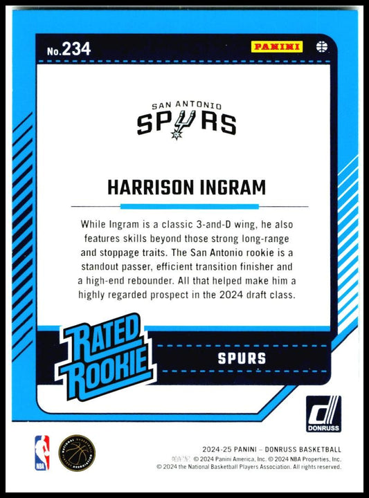 2024-25 Donruss #234 Harrison Ingram Rookie San Antonio Spurs